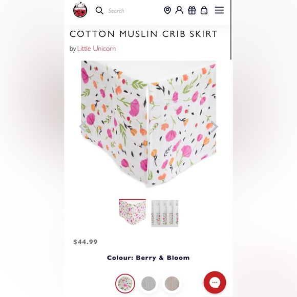 NEW COTTON MUSLIN CRIB SKIRT by Little Unicorn Berry & Bloom - Picture 2 of 3